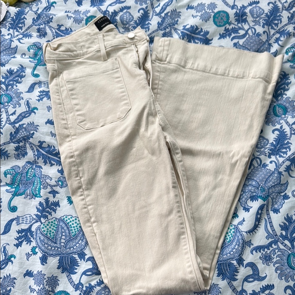Veronica Beard, Sheriden, exaggerated flare, high-rise Women's Cream Jeans